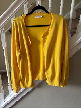 Bright Yellow Button-Front Cardigan